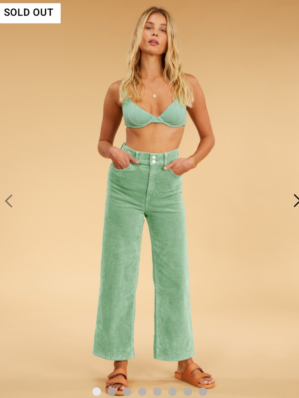 Billabong The Salty Blonde Mint Green Wide Leg Bohemian Surfer Girl Corduroys 29